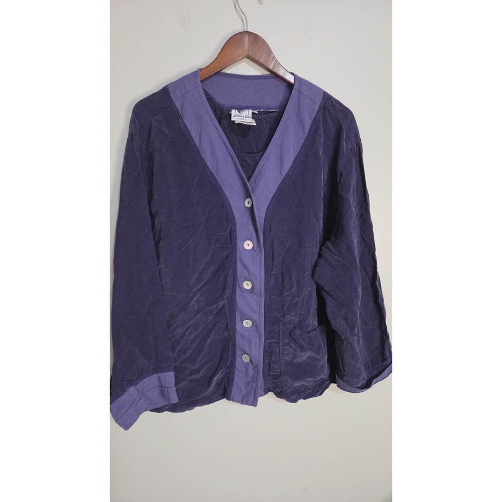 VTG Johnny Was 110% Purple Jacket Tank Set Rayon And Cotton Size Large